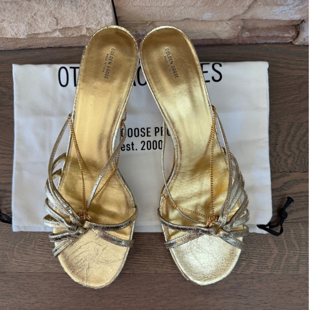 Share Golden Goose Nico Gold Kitten Heels Size 42